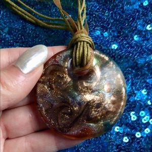 ☮️Groovy Gold Swirl Circle Necklace